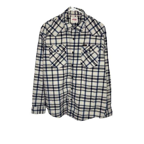 Wrangler Button Up Shirt Mens Large Black Plaid Long Sleeve Western Cowboy Ranch - Picture 9 of 11